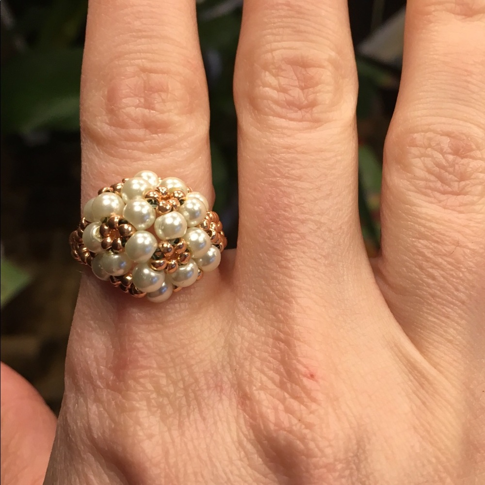Pearl and Rose Gold Dome Ring